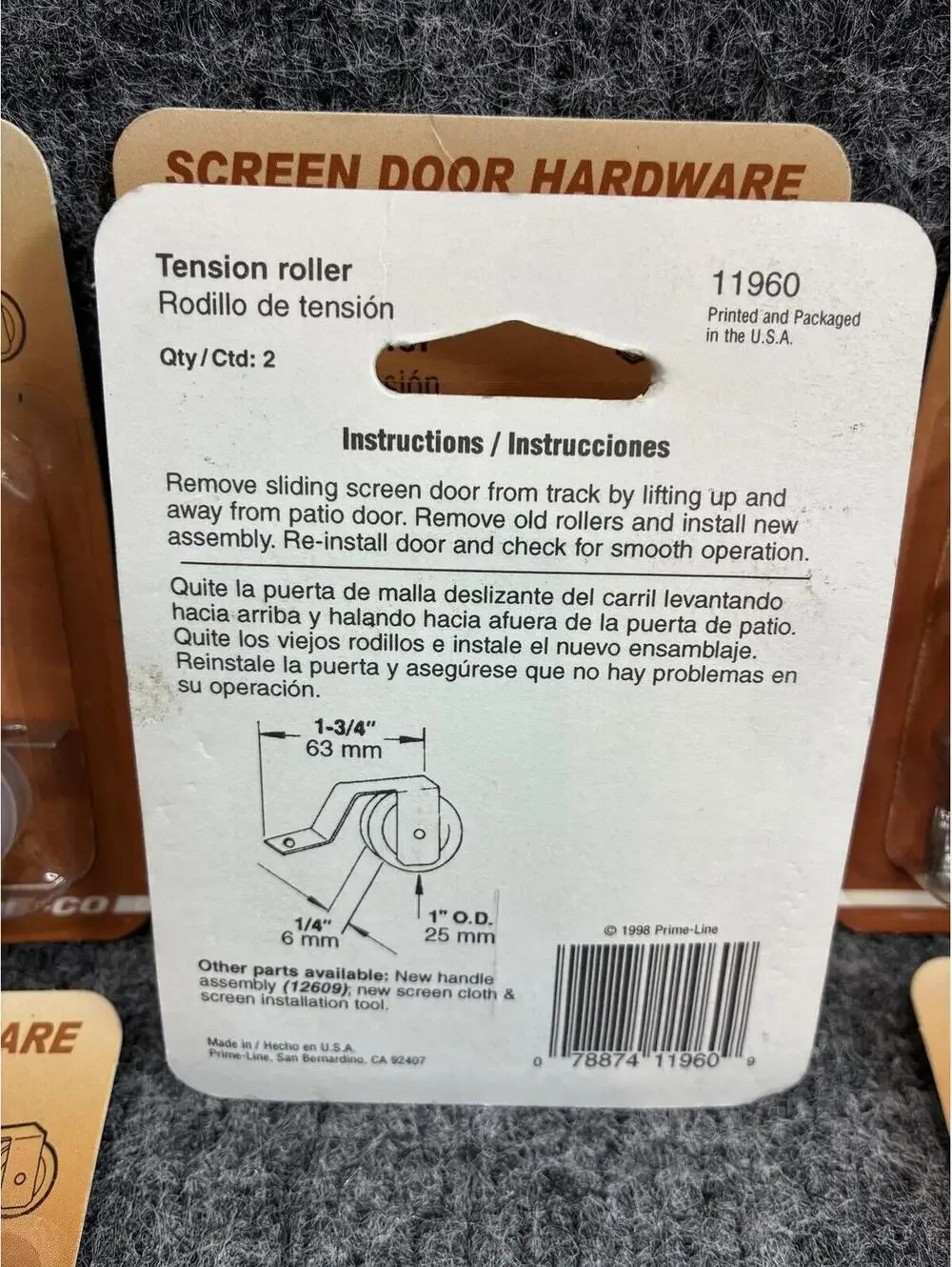Slide-Co 11960 Screen Door Hardware Tension Roller 2-Pack Lot of 6